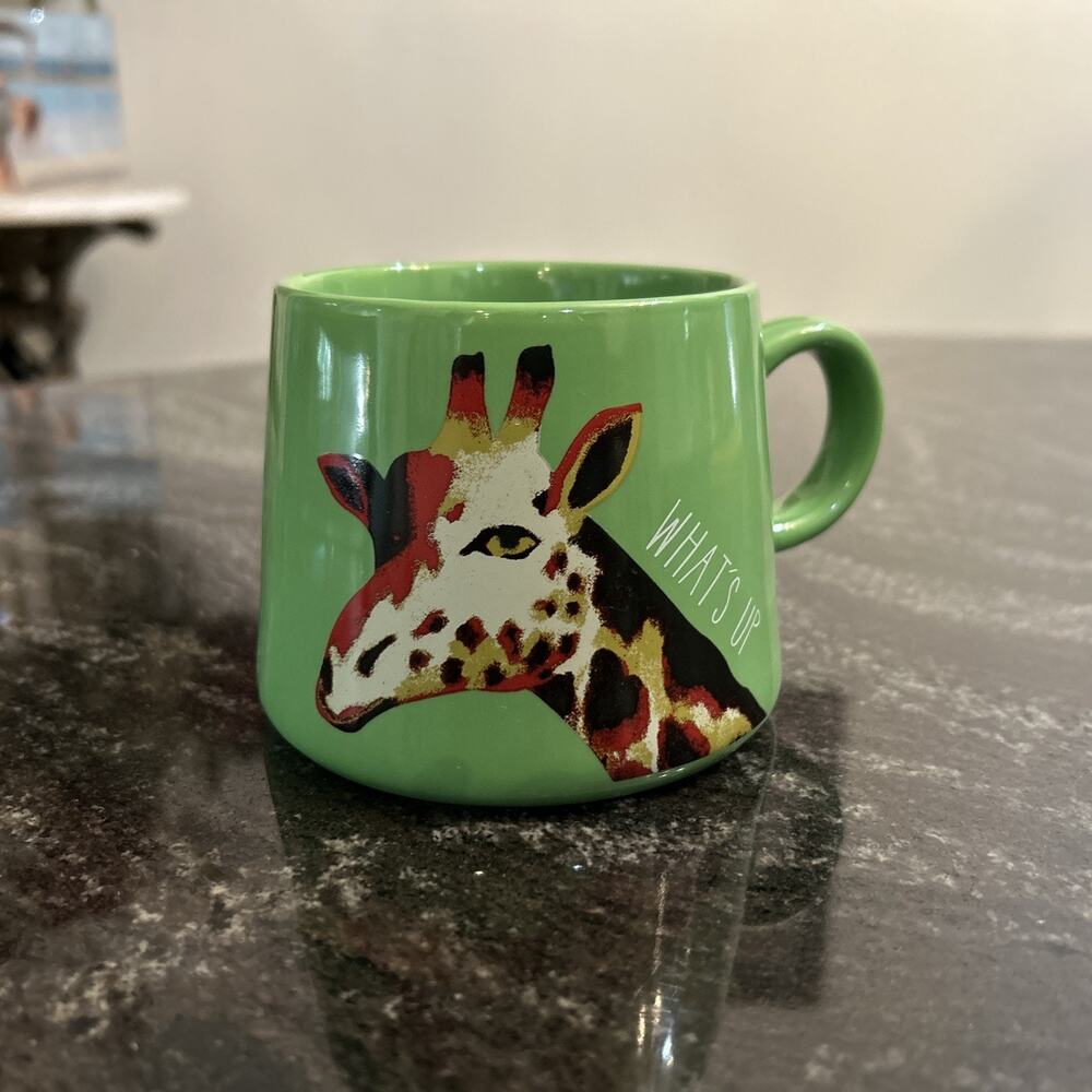 Opal House Green What's Up Giraffe Porcelain Coffee Mug Cup 16 Oz Size